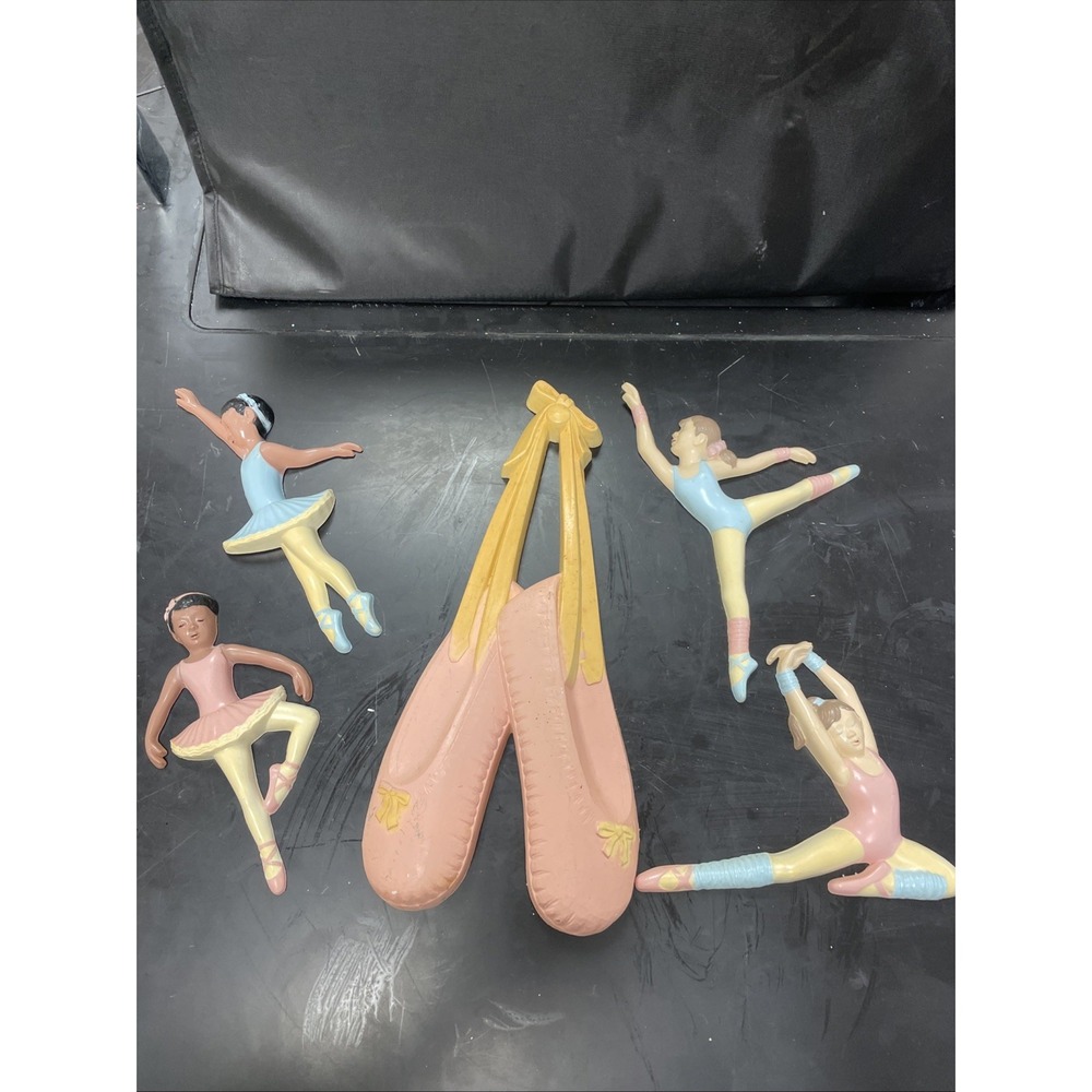 Vintage Burwood Product Company Ballerina Ballet Wall‎ Hanging Plaque w 4/Girls
